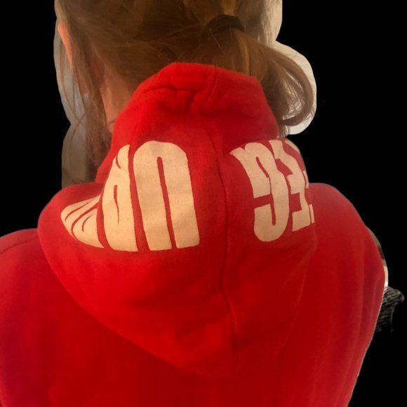 Lifeguard Hoodie Sweatshirt Adult Large Red Pullover Florida Drawstring Mens - Picture 3 of 7